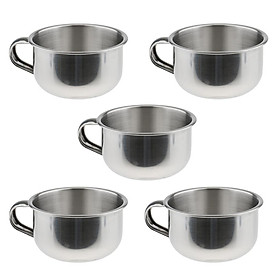 Lot of 5pcs Stainless Steel Beard Shaving Bowls Mug Cups with Handle for Men