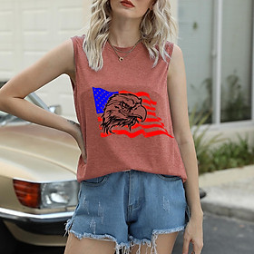 Fashion Women Print Vest Flag Print Independence Day O Neck Sleeveless Casual Comfortable Tank Top Camisole