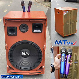 Mua Loa kéo di động MTMax B15 - Loa karaoke 3 đường tiếng bass 5 tấc  1 mid  2 treble - Công suất lên đến 1000W - Kèm 2 micro không dây UHF hiệu chỉnh echo  delay  reverb dễ dàng - Đầy đủ kết nối Bluetooth  AV  USB  TF card - 4 chế độ EQ nhạc - Hàng nhập khẩu