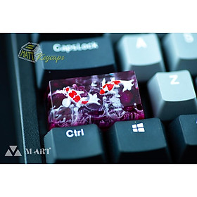 Mua Keycap artisan cá koi 2U trang trí bàn phím cơ (tone đỏ đen  tím)