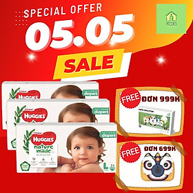 Combo 3 gói tã dán Huggies Nature Made size L54 miếng Vaca Baby House