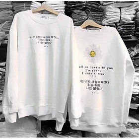 ÁO SWEATER IN CHỮ HÀN VÀ BÔNG HOA