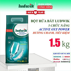 Bột rửa bát Ludwik 1.5kg nhập khẩu chính hãng Ba Lan - Bột rửa chén 5 chức năng, siêu sạch với công nghệ Oxy Active Power giúp bát đĩa sáng, sạch mà vẫn rất an toàn với sức khỏe