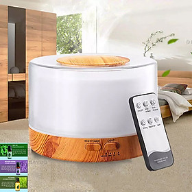 MÁY KHUẾCH TÁN TINH DẦU TRỤ TRONG 500 ML CAO CẤP - TẶNG 3 CHAI TINH DẦU KRISHNA 5ML SẢ CHANH + BẠC HÀ + OẢI HƯƠNG- MÁY XÔNG TINH DẦU PHUN SƯƠNG CHÍNH HÃNG KRISHNA - TẶNG KÈM REMOTE - MÁY XÔNG TINH DẦU SIÊU ÂM PHUN SƯƠNG CHUYÊN DỤNG CHO KHÔNG GIAN LỚN - ĐÈ