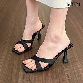 Dép nữ quai chéo, gót nhọn ROSATA RO721 - 7p - Đen, Kem - BKSTORE