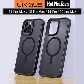 Ốp lưng chống sốc cho iPhone 12 13 14 Pro / Pro Max hỗ trợ sạc từ tính hiệu Likgus PC Ultra-thin Frosted Magnetic Case (mặt lưng nhám mờ, gờ bảo vệ Camera 0.5mm) - Hàng nhập khẩu - Màu Đen - iPhone 13 Pro Max