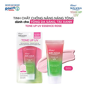 Kem chống nắng nâng tông Skin Aqua Tone up Rose cho da trắng, khuyết điểm xanh hoặc tái xanh, dạng tinh chất Sunplay Skin Aqua Tone Up UV Essence Happiness Aura (Rose) SPF 50+ PA++++ 50g