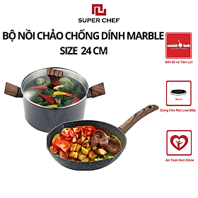 Mua Bộ nồi chảo chống dính Marble Super Chef Tiện Lợi  Bền Bỉ NCM24