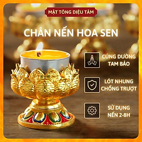 Chân nến thờ hoa sen, chân nến trang trí bàn thờ hợp kim