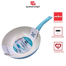 Mua Chảo Xào Chống Dính Ceramic Đáy Từ Chef Blue Thiết Kế Vân Sóng Mới  Sang Trọng Đảm Bảo An Toàn Sức Khỏe  Siêu Bền Bỉ  Không Bong Tróc Size 24cm