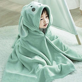 Khăn Tắm - Choàng Ủ Quấn Bé Hình Tai Thỏ Chất Liệu Tuyết Nhung Mềm Mịn