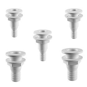 5pcs  Marine Nylon Thru-Hull Fitting (5/8, 3/4, 1, 1-1/4, 1-1/2 Inch, White)