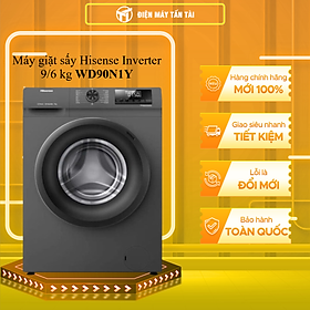 Máy giặt sấy Hisense Inverter giặt 9 kg - sấy 6 kg WD90N1Y - GIẶT HƠI NƯỚC - HÀNG CHÍNH HÃNG - CHỈ GIAO HCM