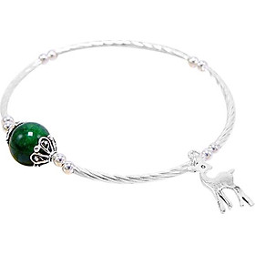 Vòng Tay Bạc Charm Thạch Anh Xanh Lá