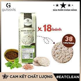 Bánh gạo lứt nguyên hạt ăn kiêng GUfoods (Gói 170g = 18 bánh) - Không chiên dầu, Phù hợp Eat clean, Ăn vặt healthy, Thực dưỡng, Tập Gym, Giảm cân