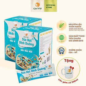 Combo 2 hộp sữa hạt dinh dưỡng Quê Việt (không đậu nành) + tặng 1 cốc gốm sứ Bát Tràng- Hộp 500g (20 túi x 25G)