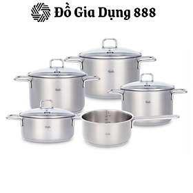 Bộ nồi inox cao cấp Fissler Hamburg 5 món - Sản xuất tại Đức - Bảo hành chính hãng 12 tháng