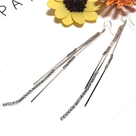 Silver Crystal Earrings Tassel Earrings Long Chain Pendant Earrings Gifts