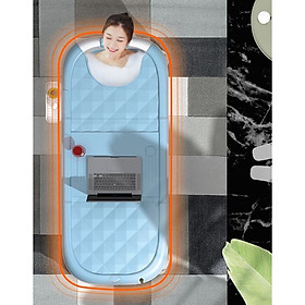 Bồn tắm gấp gọn dành cho người lớn chất liệu nhựa PP và Silicon, có thể làm bể bơi, bồn tắm cho trẻ em + Tặng kèm 1 kệ để đồ nhà tắm đa năng
