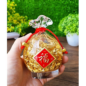 Mua (Hộp giấy) Túi vàng lá loại đế thủy tinh Thần Tài phong thủy