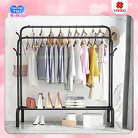 Giá Treo Quần Áo Đôi 2 Thanh Giá Phơi Đồ Để Đồ Tiện Lợi Bằng Thép Carbon Sơn Tĩnh Điện VANDO - Dài 1,5m - 2 thanh 1 tầng