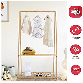 Mua KỆ GỖ TREO QUẦN ÁO CHỮ A HAI TẦNG- MÀU GỖ TỰ NHIÊN- Thương Hiệu GACCO