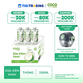 Thùng 12 Hộp Nước Dừa Cocoxim Xanh (330ml x12 Hộp)