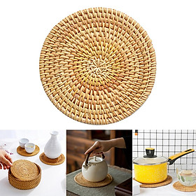 Heat Insulation Round Coaster Handmade Rattan Placemat for Coffee Mugs Cups 13cm