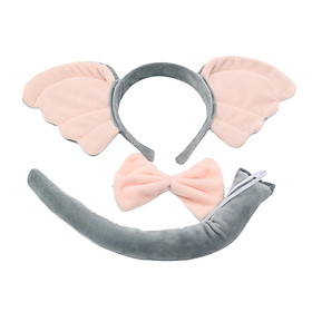 Elephant Costume Ears Headband Bowtie Tail for Stage Shows Carnival Dress up