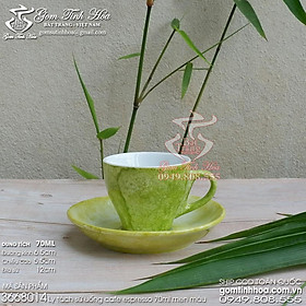 Mua Ly tách sứ uống cafe espresso 70ml men vân đá màu xanh cốm Gốm sứ Bát Tràng cao cấp