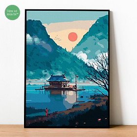 Tranh số hóa - Tranh cổ phong đã căng khung 40x50cm 24 màu