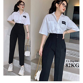 2 Khuy, Quần Tây Học Sinh Nữ Lưng Cao Thời Trang, Vải Tuyết Mưa, có Big Size 82Kg có các bạn over size