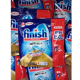 Túi 150 Viên Nước Rửa Chén Bát Finish Diệt Khuẩn 99,99% Nội Địa Nhật Bản