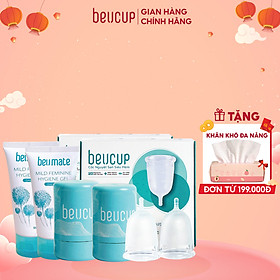 Hình ảnh Combo 2 sản phẩm chính hãng Cốc Nguyệt San BeUCup, Cốc Nguyệt San Siêu mềm 100% Silicon y tế Wacker Đức