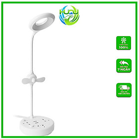 Mua Đèn Học Huqu Kiêm Đèn Ngủ  Có Quạt Làm Mát Và Cổng Sạc USB Tiện Lợi HQ-T2021-Uốn Cong 360 Độ -Hàng Chính Hãng