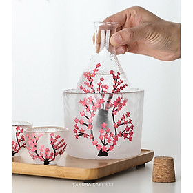 Bộ Bình Uống Rượu Sake Nhật Bản Họa Tiết Hoa Anh Đào