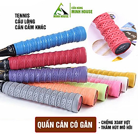 Quấn cán vợt Tennis, Cầu lông có gân chống xoay vợt, thấm hút mồ hôi Minh House