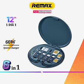 Mua Cáp sạc đa năng 6 in 1 Sạc nhanh 60W Chính Hãng Remax RC-190 có tặng kèm hộp lưu trữ tiện dụng kiêm giá đỡ điện thoại  - Hàng Chính Hãng Remax