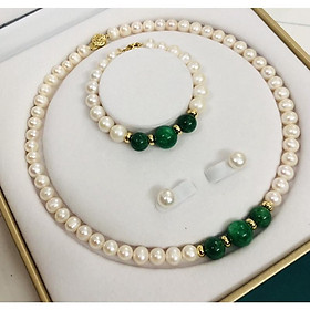 Bộ Trang Sức Quà Tặng 3 Món Mix Đá Xanh Sang Trọng - Trường Thịnh Ngọc Trai