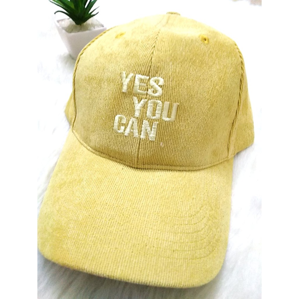 Mũ lưỡi trai " Yes you can" vải nhung cho cả nam nữ