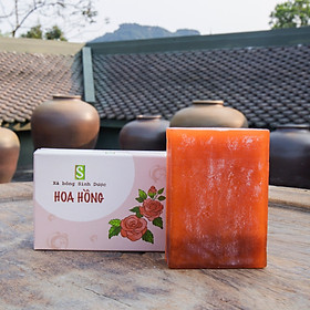 Xà bông thiên nhiên Sinh Dược Hoa Hồng [Bản Giới Hạn] Rose Handmade Soap 100gram làm sạch sâu,ngừa mụn, dưỡng da, sáng da, se khít lỗ chân lông