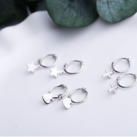Khuyên Tai Nữ Bạc 925 hình trái tim, ngôi sao, thánh giá xinh xắn