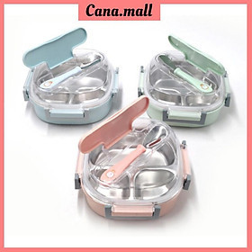 Mua Hộp cơm inox hình vuông 3 ngăn  Hộp cơm inox giữ nhiệt đáng yêu 3 ngăn hình vuông