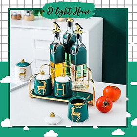Mua Set gia vị 2 tầng xanh cổ vịt kèm giá inox 304