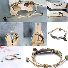 Vòng tay vintage hoa đào và hạt gốm