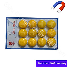 Vỉ nam châm 12 viên đính bảng từ màu vàng kích thước 20mm