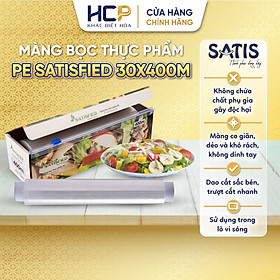 Hộp Màng Bọc Thực Phẩm PE SATIS 30cm x 400m Không Chứa Chất Phụ Gia Gây Hại Sức Khỏe Dùng Được Cho Lò Vi Sóng