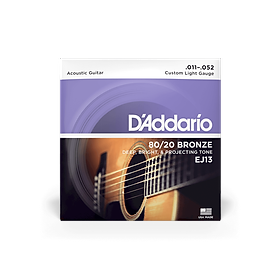 Bộ dây đàn Guitar Acoustic - D'Addario EJ13 - 80/20 Bronze, Custom Light Gauge 11-52 - Hàng chính hãng
