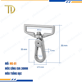 Móc càng cua túi xách,móc khóa càng cua túi xách,móc chó túi xách 38mm Mạ điện bền 5-8 năm