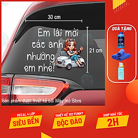 1 LOGO STICKER TEM DECAL DÁN XE LÁI MỚI XIN THÔNG CẢM MẪU NAM NỮ CUTE DỄ THƯƠNG - EM LÀ LÁI MỚI , TÙY CHỌN MẪU otofun